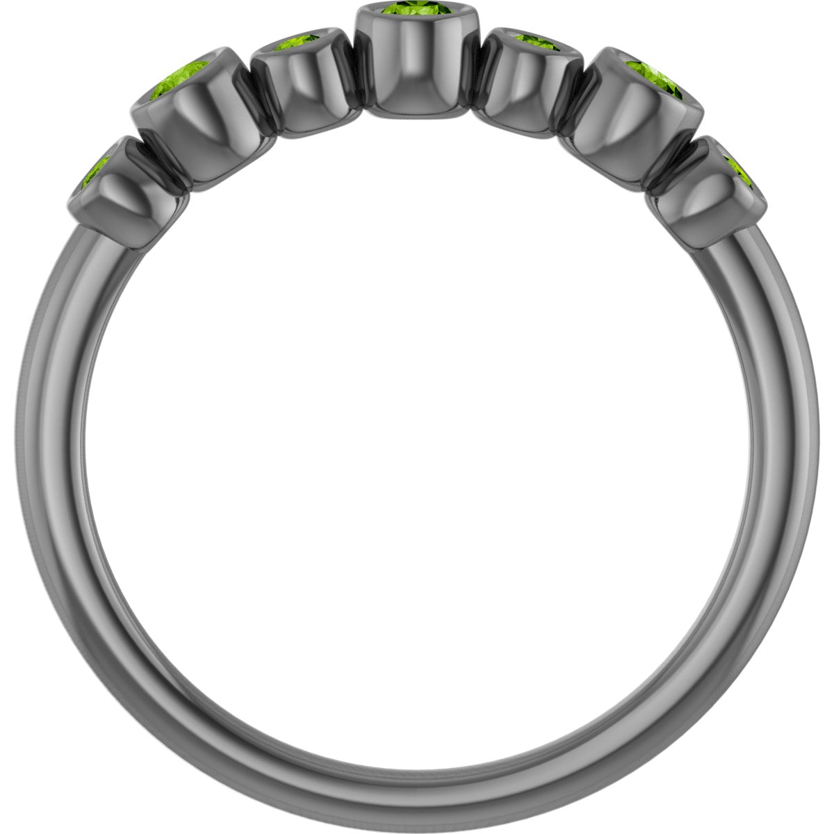 14K White Peridot Bezel-Set Ring   