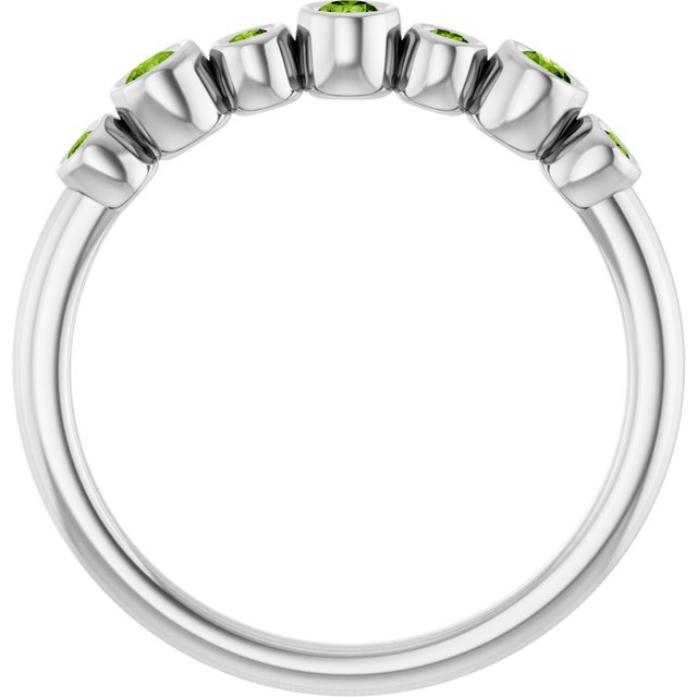 14K White Natural Peridot Bezel-Set Ring