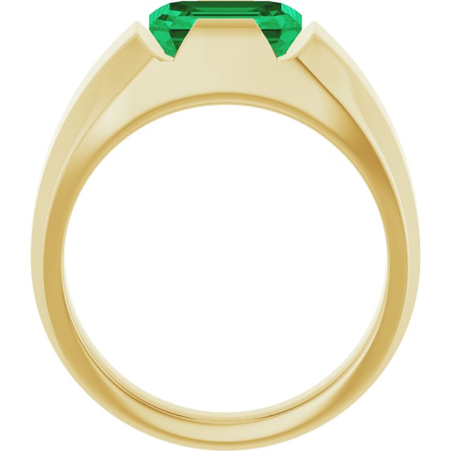 14K Yellow Lab-Grown Emerald Ring  