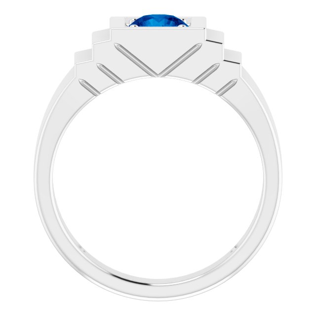 14K White Lab-Grown Blue Sapphire Ring