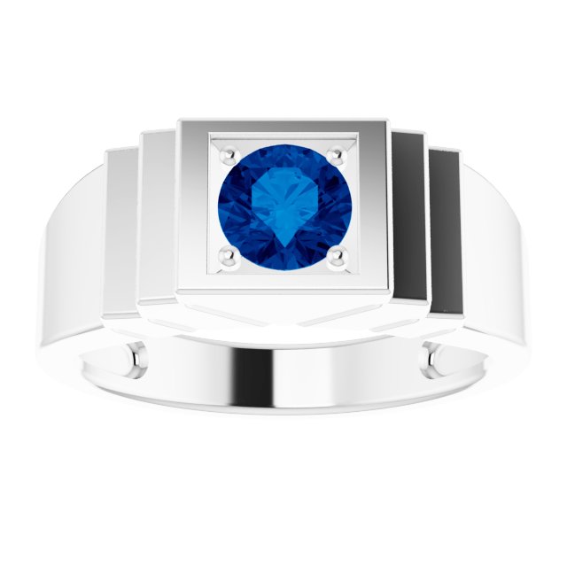 Sterling Silver Lab-Grown Blue Sapphire Ring