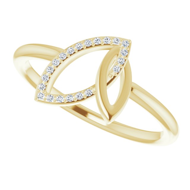 14K Yellow .05 CTW Natural Diamond Double Leaf Ring