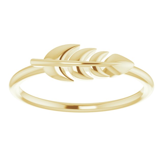 14K Yellow Leaf Ring