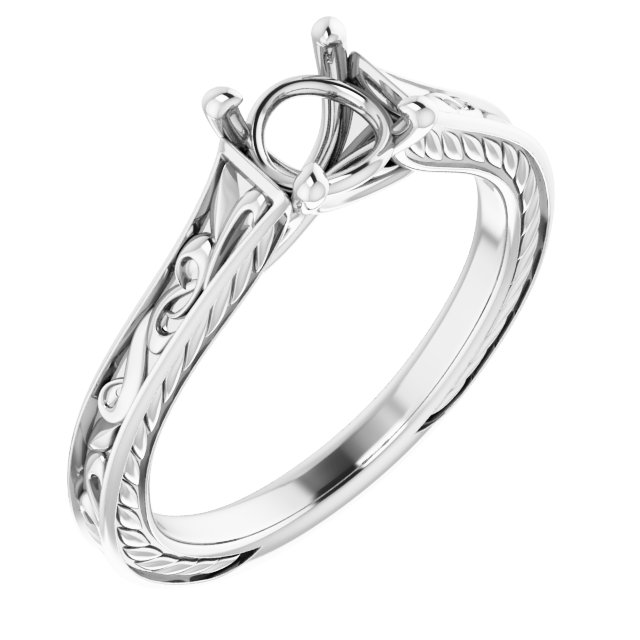 Solitaire Scroll Engagement Ring