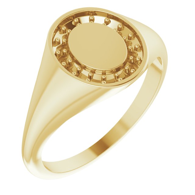 14K Yellow 1/6 CTW Natural Diamond Halo-Style Signet Ring