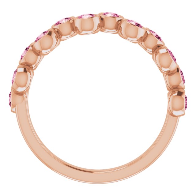 14K Rose Natural Pink Tourmaline Bezel-Set Ring