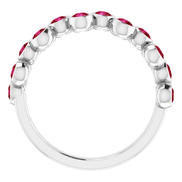 14K White Lab-Grown Ruby Bezel-Set Ring   