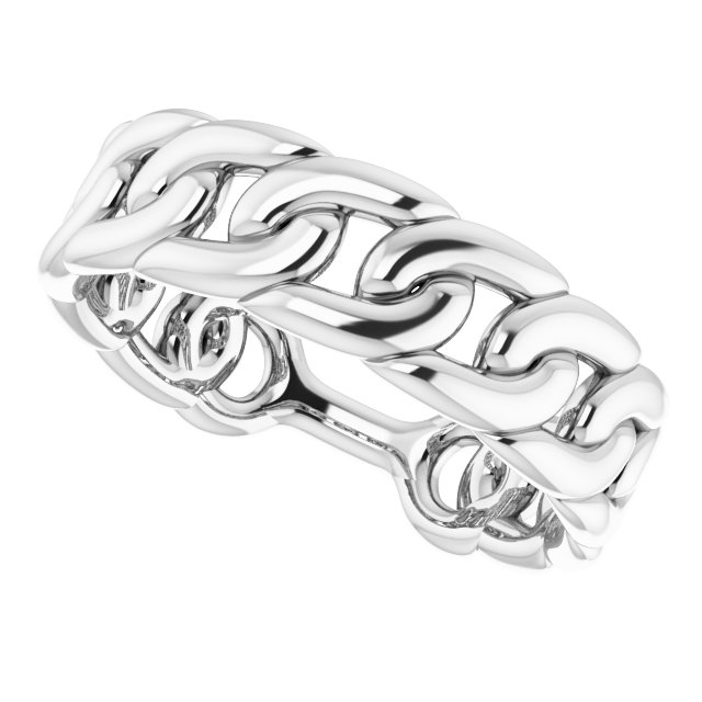 14K White Stackable Chain Link Ring