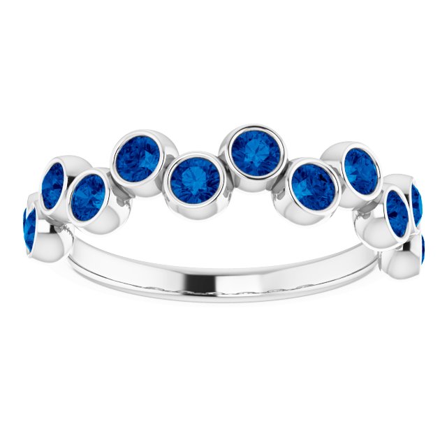 14K White Lab-Grown Blue Sapphire Bezel-Set Ring   