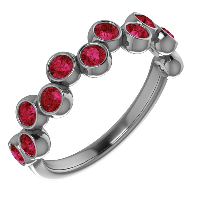 14K Yellow Chatham® Created Ruby Bezel-Set Ring   