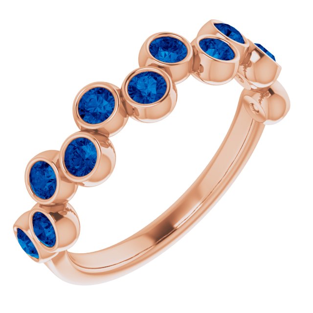 14K Rose Natural Blue Sapphire Bezel-Set Ring
