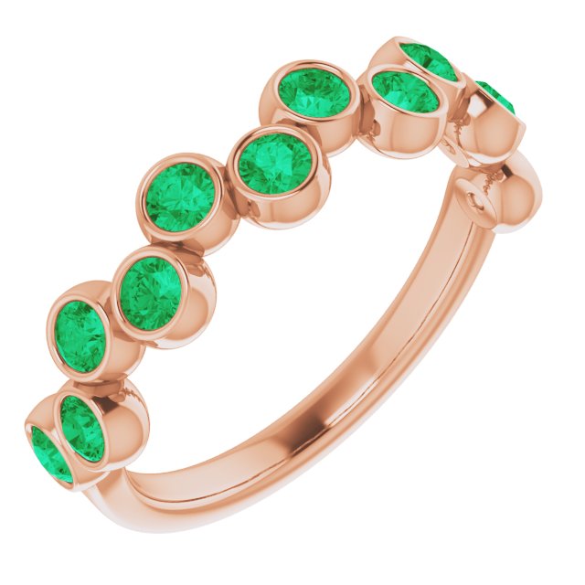 14K Rose Natural Emerald Bezel-Set Ring