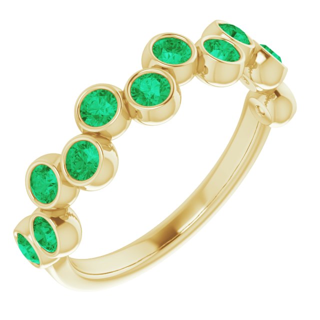 14K Yellow Natural Emerald Bezel-Set Ring