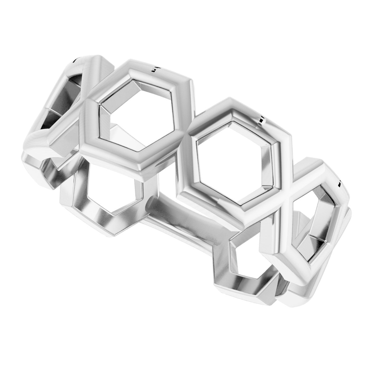 14K White Geometric Ring