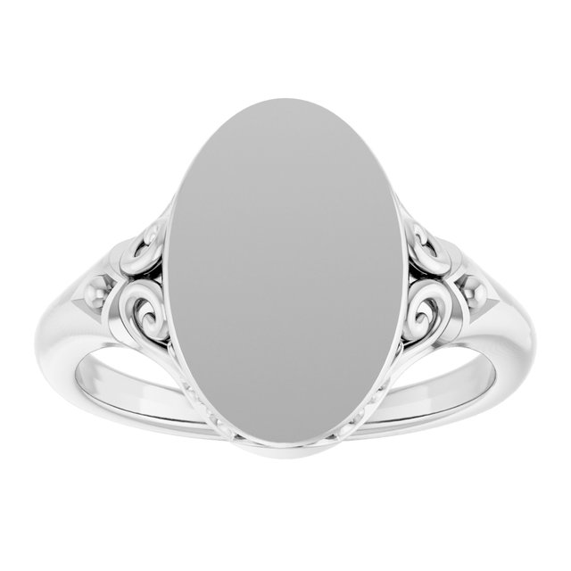 Sterling Silver 13x9 mm Oval Signet Ring