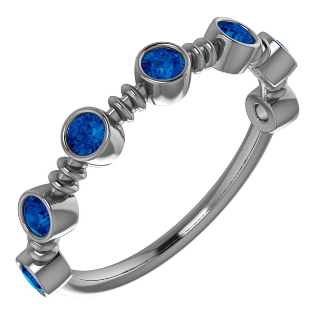 14K White Lab-Grown Blue Sapphire Bezel-Set Ring  