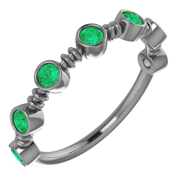 14K White Emerald Bezel Set Ring Ref 13788493