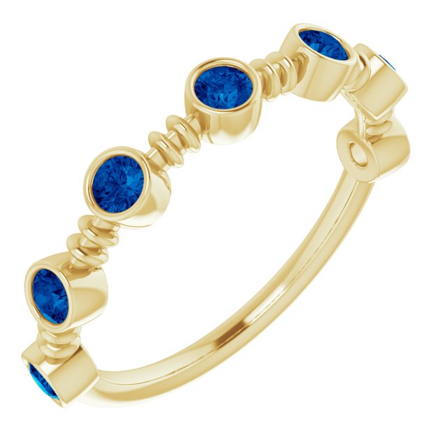 14K Yellow Lab-Grown Blue Sapphire Bezel-Set Ring  