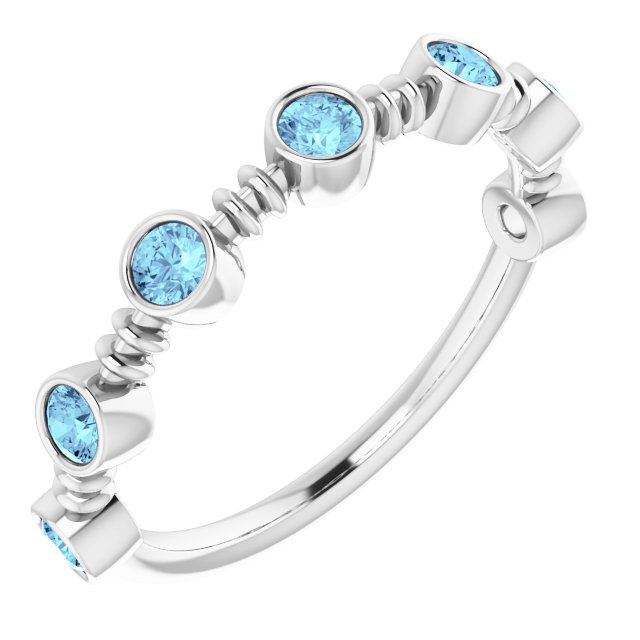 Platinum Natural Aquamarine Bezel-Set Ring