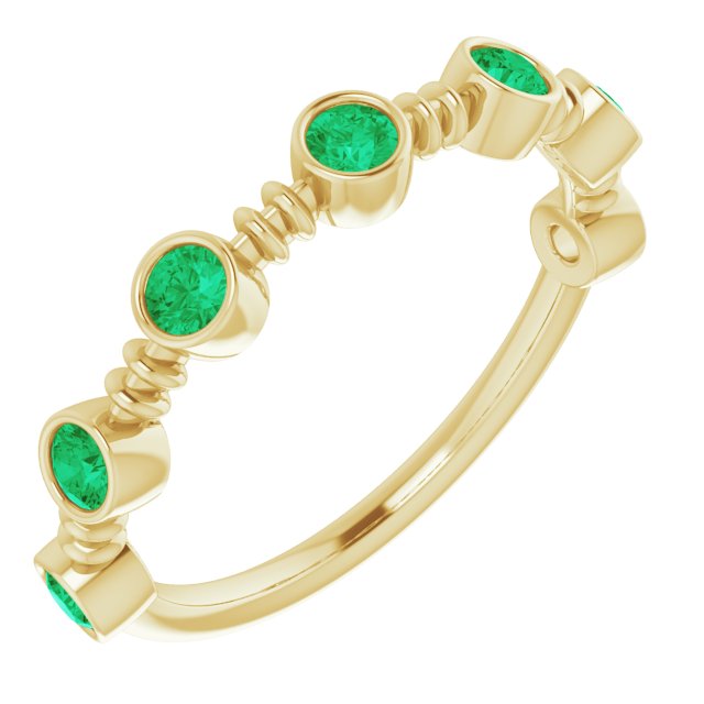 14K Yellow Lab-Grown Emerald Bezel-Set Ring  