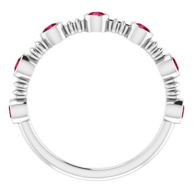 14K White Lab-Grown Ruby Bezel-Set Ring  