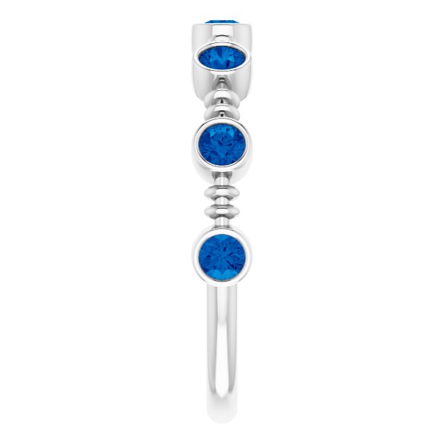 14K White Lab-Grown Blue Sapphire Bezel-Set Ring  