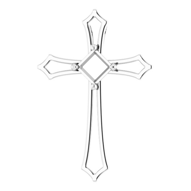 14K White 3/8 CTW Diamond Cross Pendant