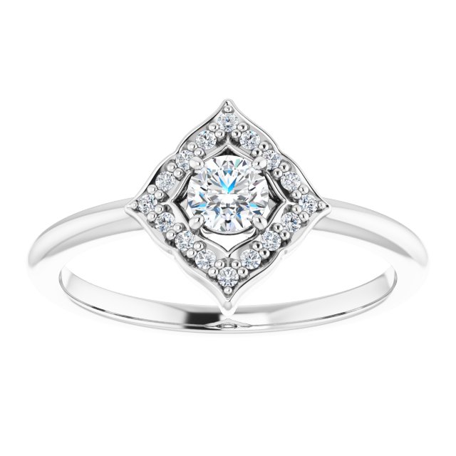 14K White 1/3 CTW Natural Diamond Halo-Style Clover Ring