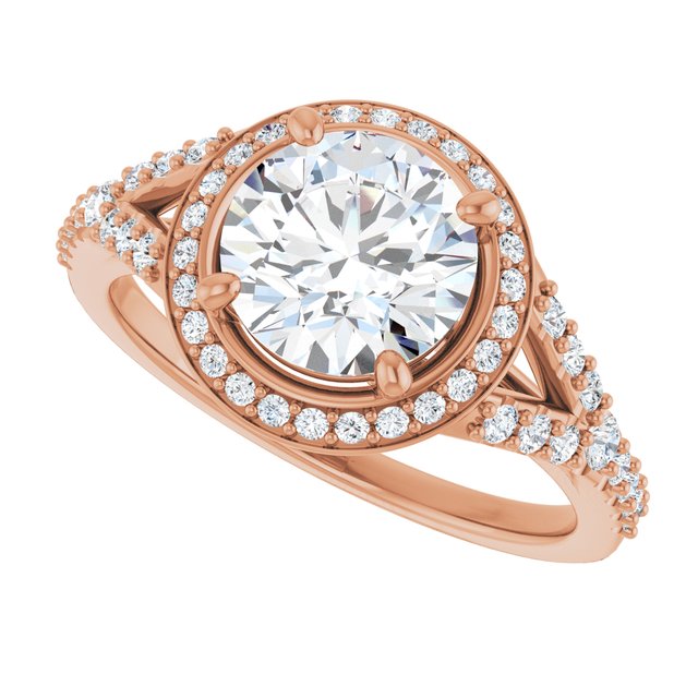 18 K Rose Gold Halo Engagement Ring - Image 5