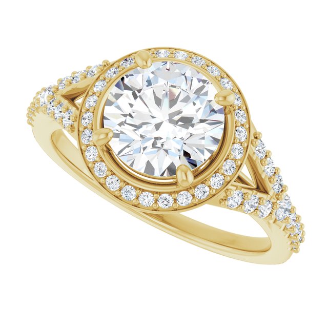 18 K Yellow Gold Halo Engagement Ring - Image 5