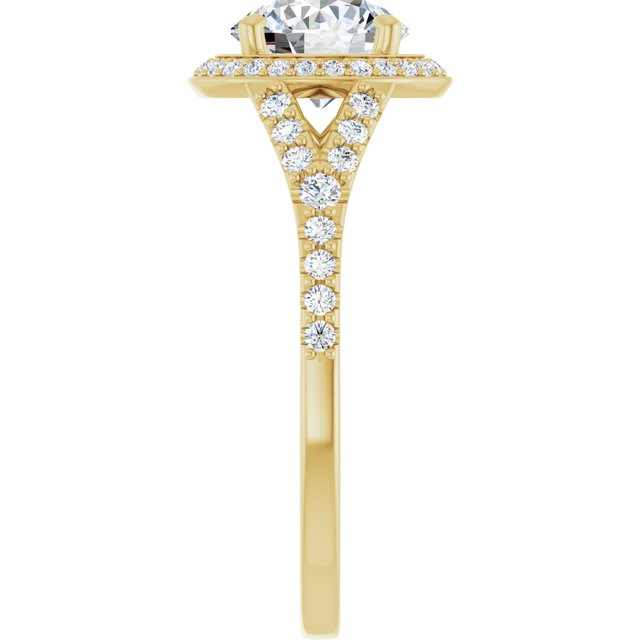 18 K Yellow Gold Halo Engagement Ring - Image 4