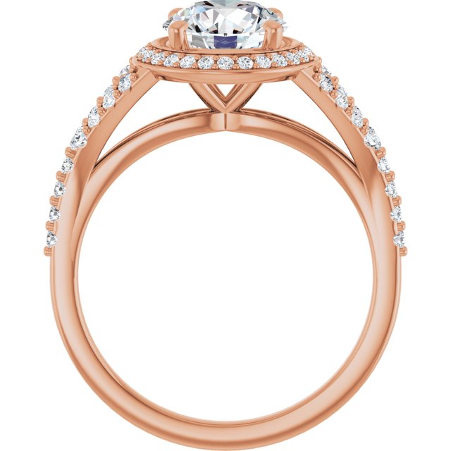 18 K Rose Gold Halo Engagement Ring - Image 2
