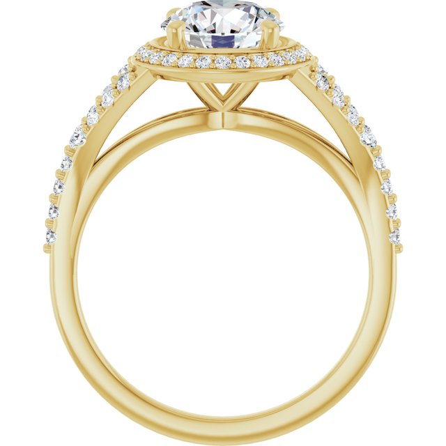 18 K Yellow Gold Halo Engagement Ring - Image 2