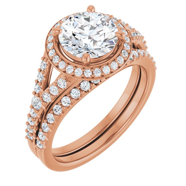 18 K Rose Gold Halo Engagement Ring - Image 6