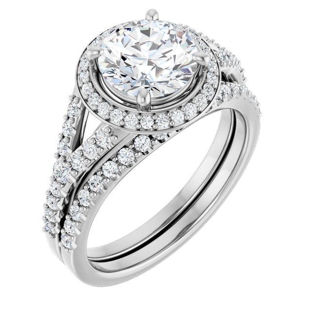 Platinum Halo Engagement Ring - Image 6