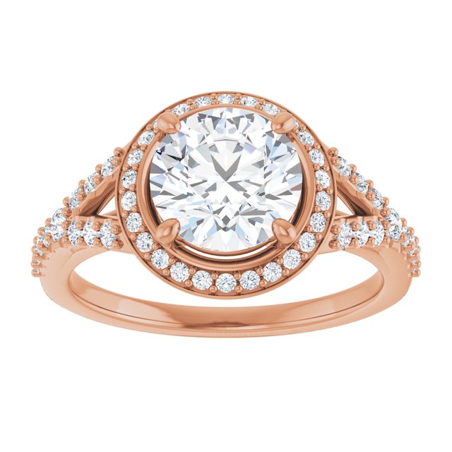 18 K Rose Gold Halo Engagement Ring - Image 3