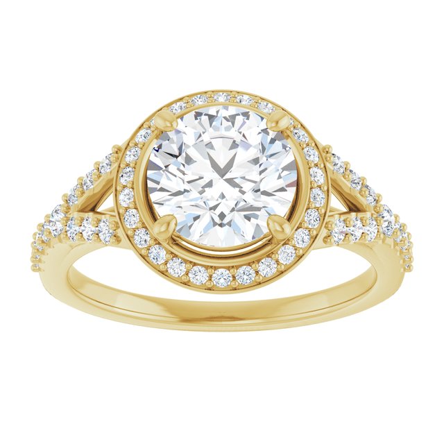 18 K Yellow Gold Halo Engagement Ring - Image 3