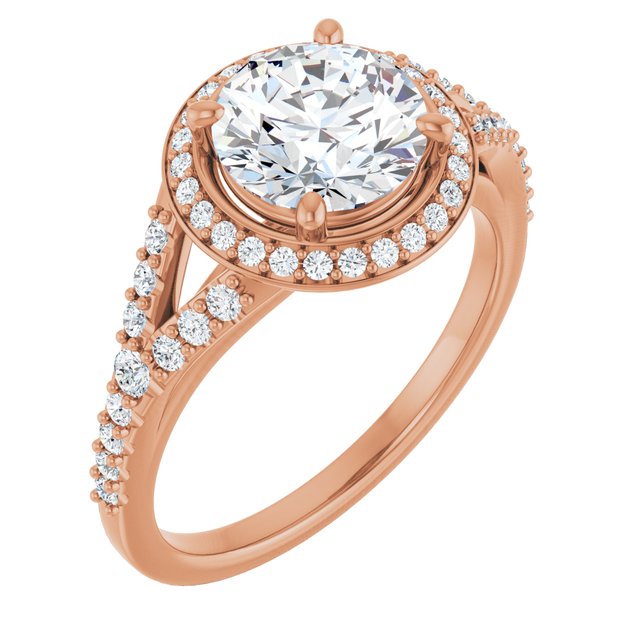 18 K Rose Gold Halo Engagement Ring