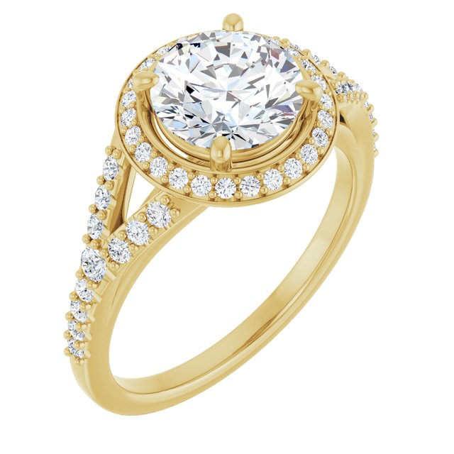 18 K Yellow Gold Halo Engagement Ring