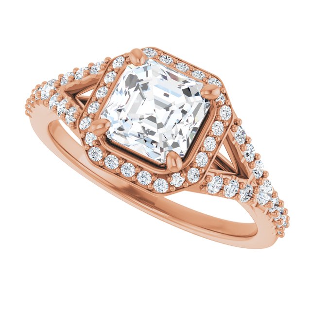 18 K Rose Gold Halo Engagement Ring - Image 5