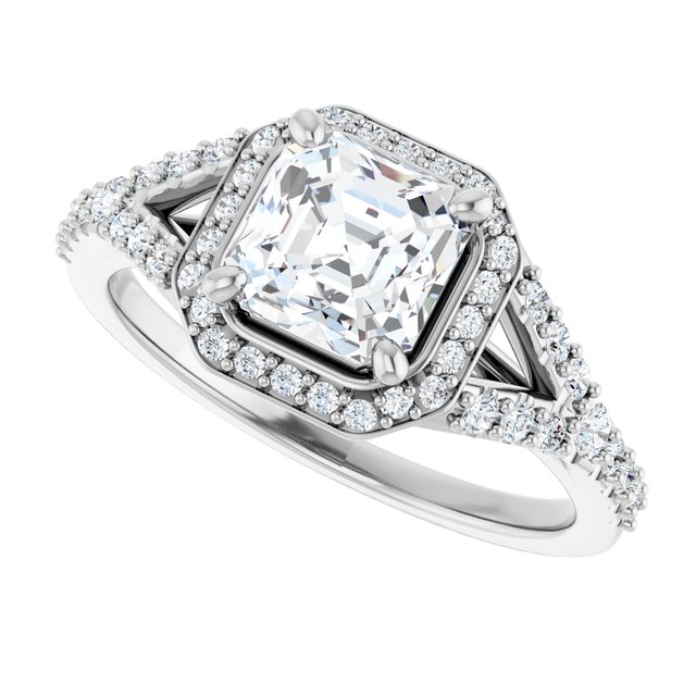 Platinum Halo Engagement Ring - Image 5