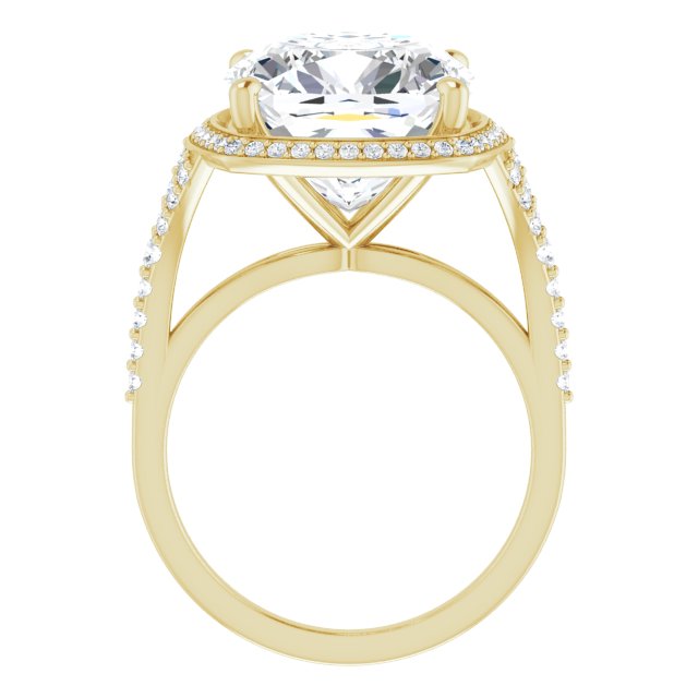 18 K Yellow Gold Halo Engagement Ring - Image 2
