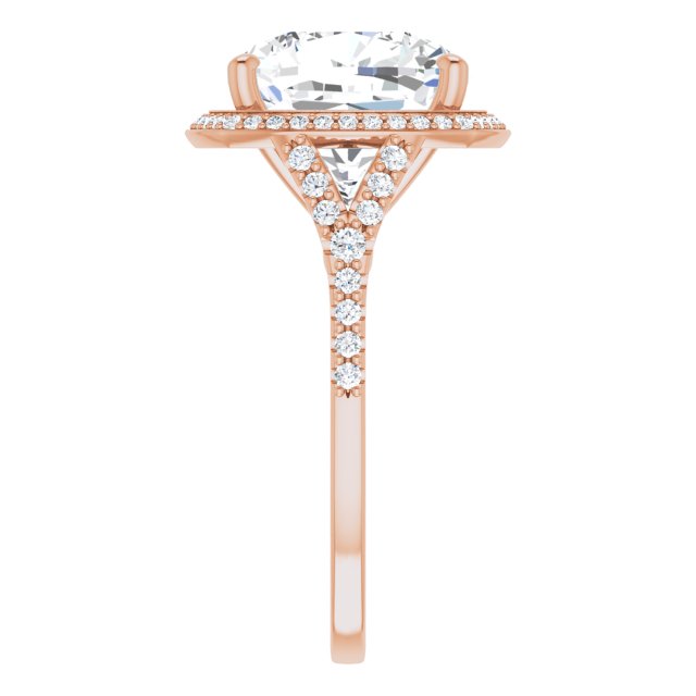 18 K Rose Gold Halo Engagement Ring - Image 4