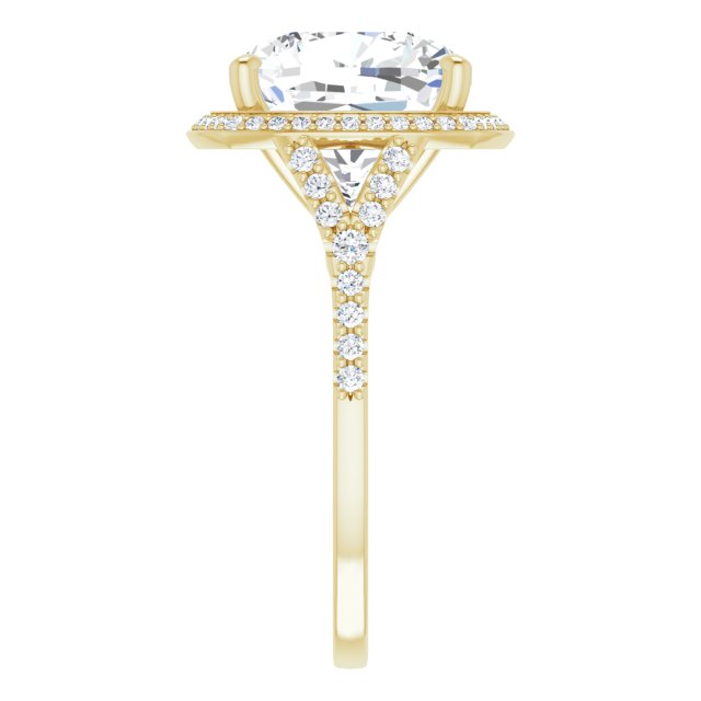 18 K Yellow Gold Halo Engagement Ring - Image 4