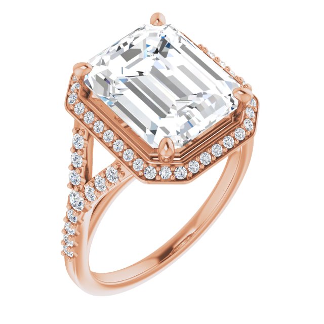 18 K Rose Gold Halo Engagement Ring