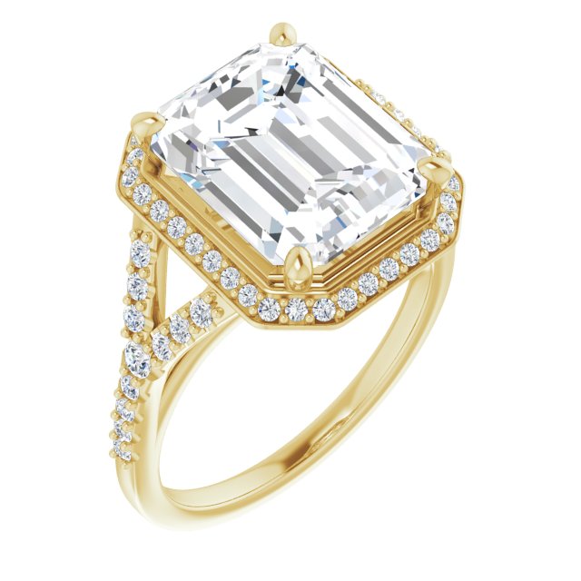 18 K Yellow Gold Halo Engagement Ring