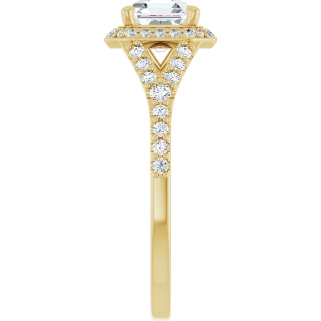 18 K Yellow Gold Halo Engagement Ring - Image 4