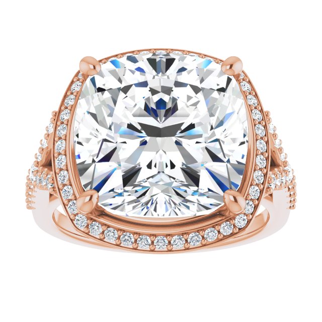 18 K Rose Gold Halo Engagement Ring - Image 3