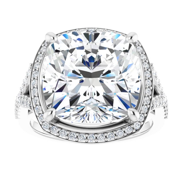 Platinum Halo Engagement Ring - Image 3