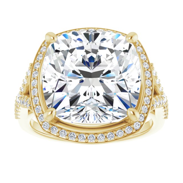 18 K Yellow Gold Halo Engagement Ring - Image 3